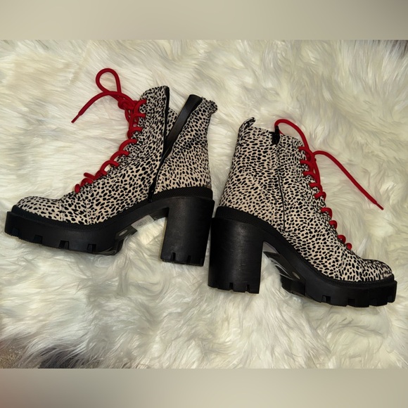 Gianni Bini Ryedderr Cheetah Print Heeled Lug Sole Combat Boots- NWOB - Picture 8 of 12